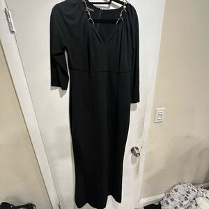 Escada Black Long Sleeve Dress with Gold Accents